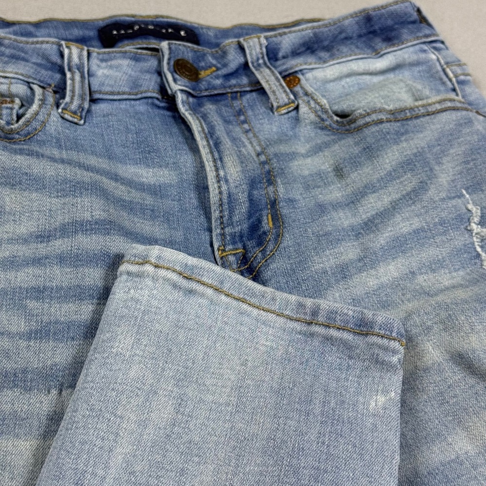 Aeropostale Mens Skinny Distressed Ripped Light Wash Blue Denim Jeans 31x32